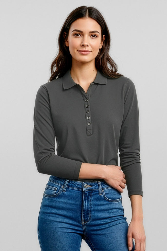 Biz Collection Crew Ladies Long Sleeve Polo - P400LL | Biz Collection | Fashion Biz Online