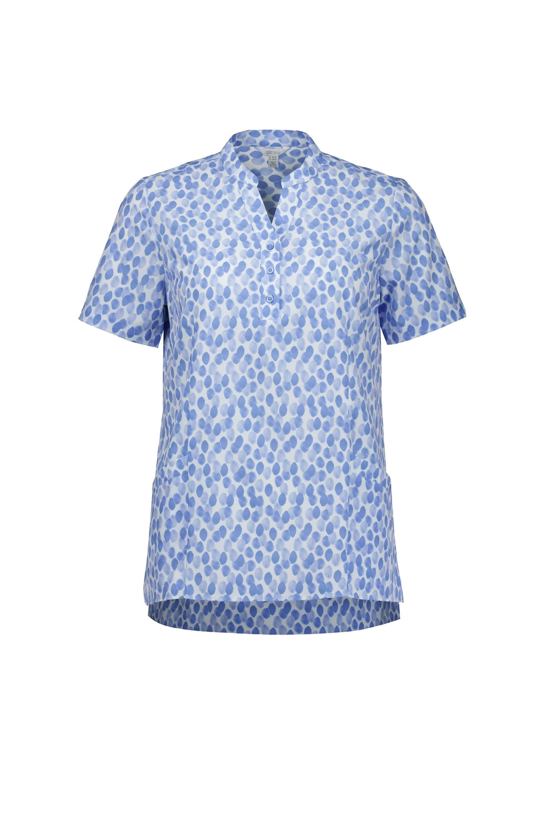 Biz Care Womens Florence Stardust Print Tunic - CS450LS - Mid Blue