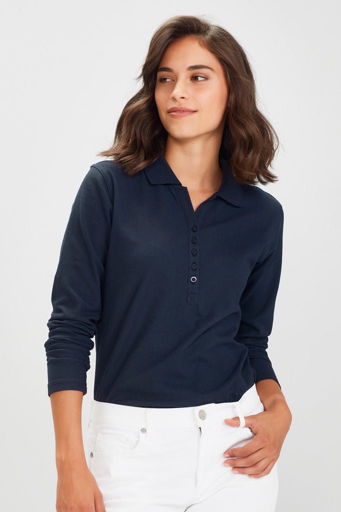 BIZ Crew Ladies L/S Polo - P400LL | Biz Collection | Fashion Biz Online