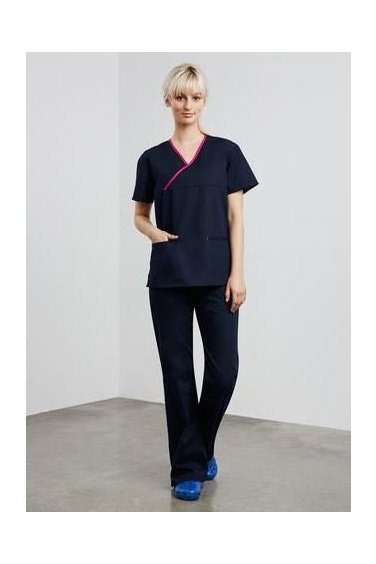 BIZ Ladies Contrast Crossover Scrubs Top - H10722 | Biz Collection | Fashion Biz Online