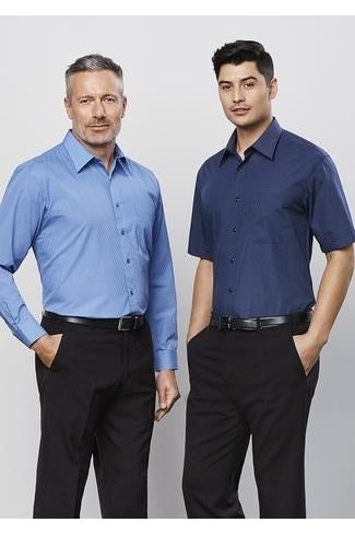 BIZ Mens Micro Check Business Shirt Long Sleeve - SH816 | Biz Collection | Fashion Biz Online