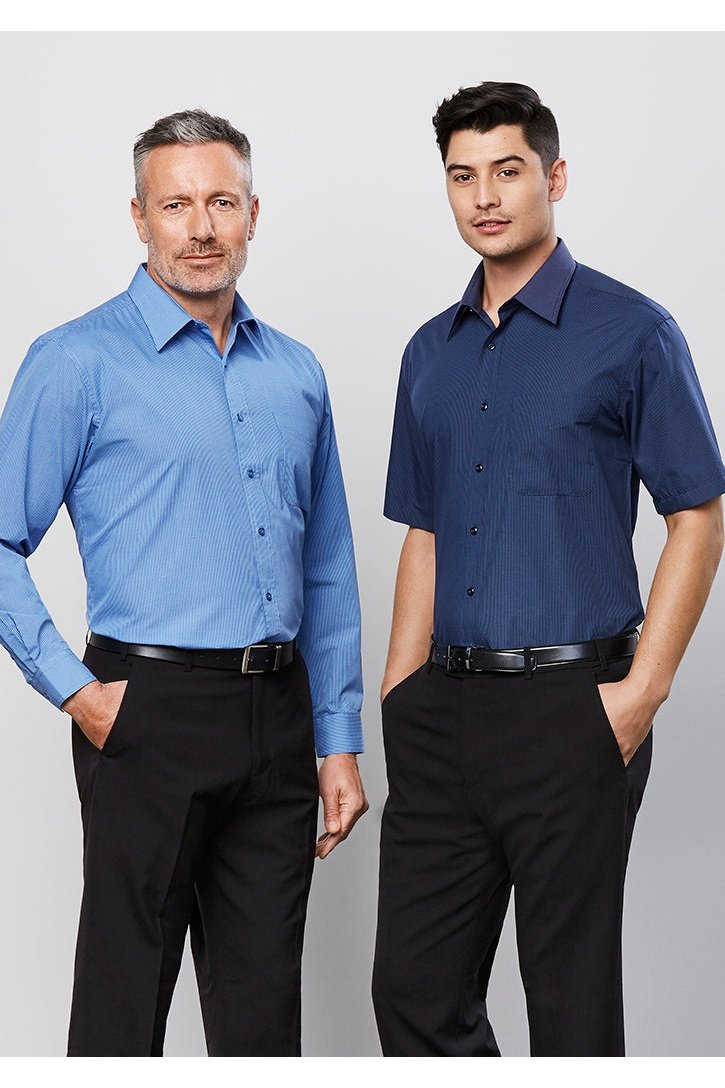 BIZ Mens Micro Check Business Shirt Short Sleeve - SH817 | Biz Collection | Fashion Biz Online