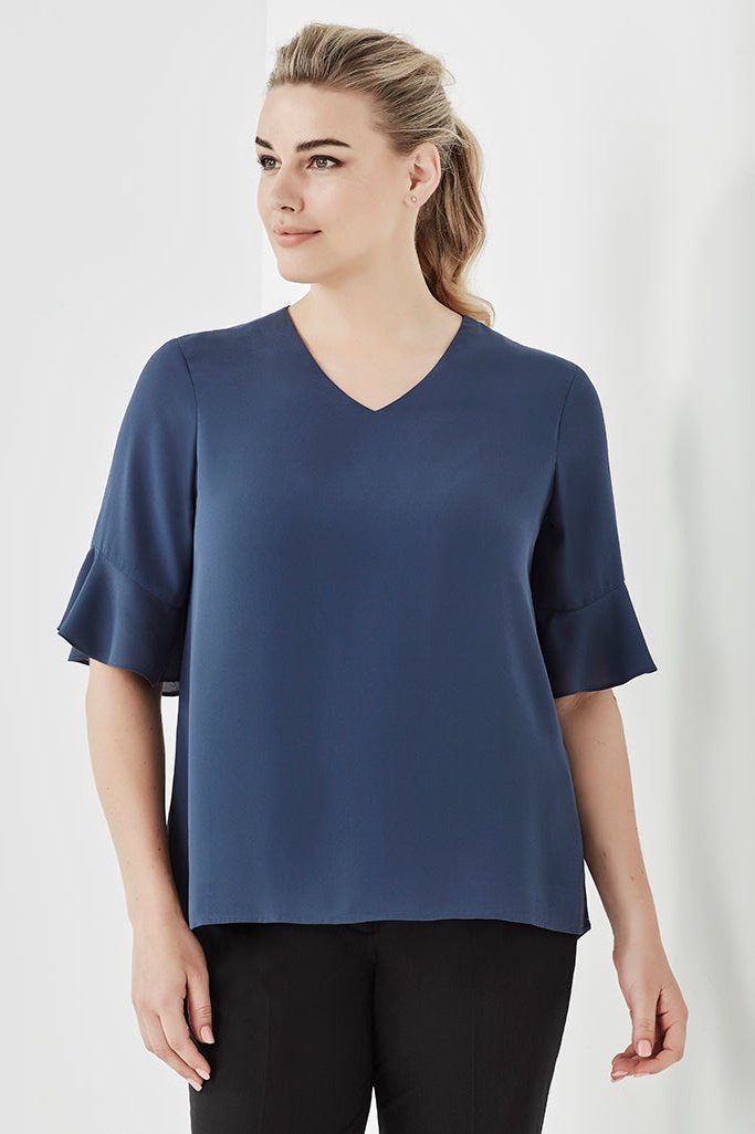 Biz Corporates Womens Aria Fluted Sleeve Blouse - RB966LS | Biz Corporates | Fashion Biz Online