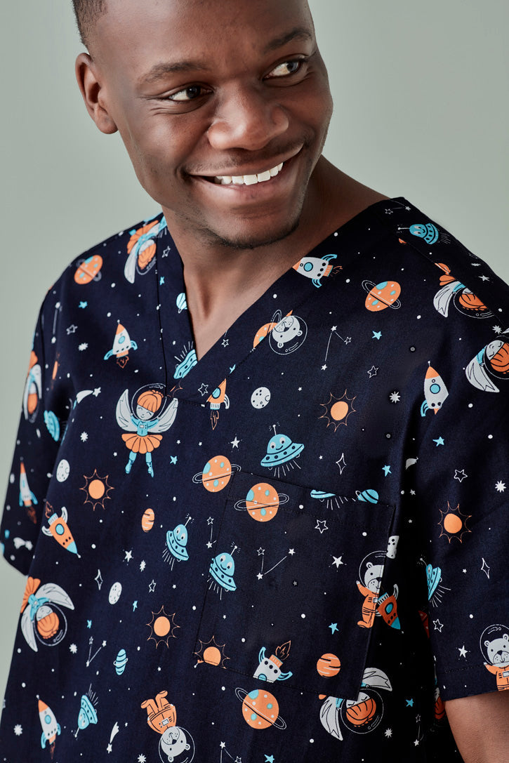 BizCare Mens Space Party Scrub Top - CST148MS | Biz Care | Fashion Biz Online
