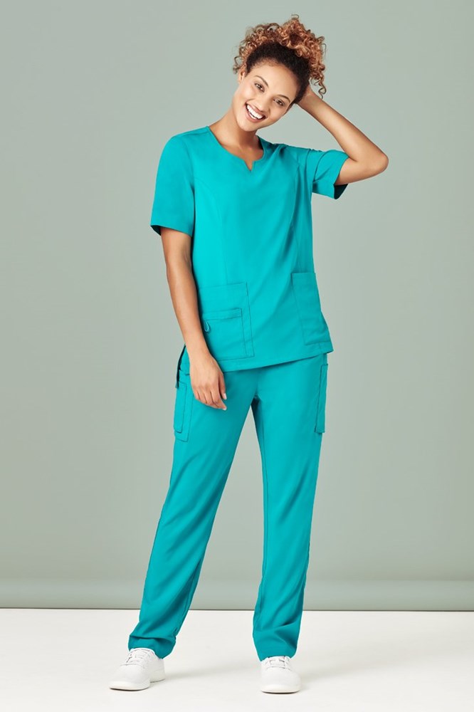 BizCare Womens Avery Tailored Fit Round Neck Scrub Top - CST942LS | Biz Care | Fashion Biz Online
