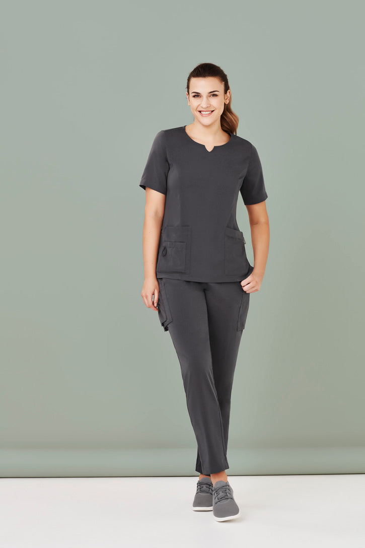 BizCare Womens Avery Tailored Fit Round Neck Scrub Top - CST942LS | Biz Care | Fashion Biz Online