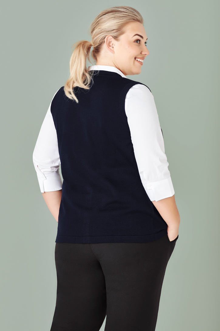 BizCare Womens Button Front Knit Vest - CK961LV | Biz Care | Fashion Biz Online