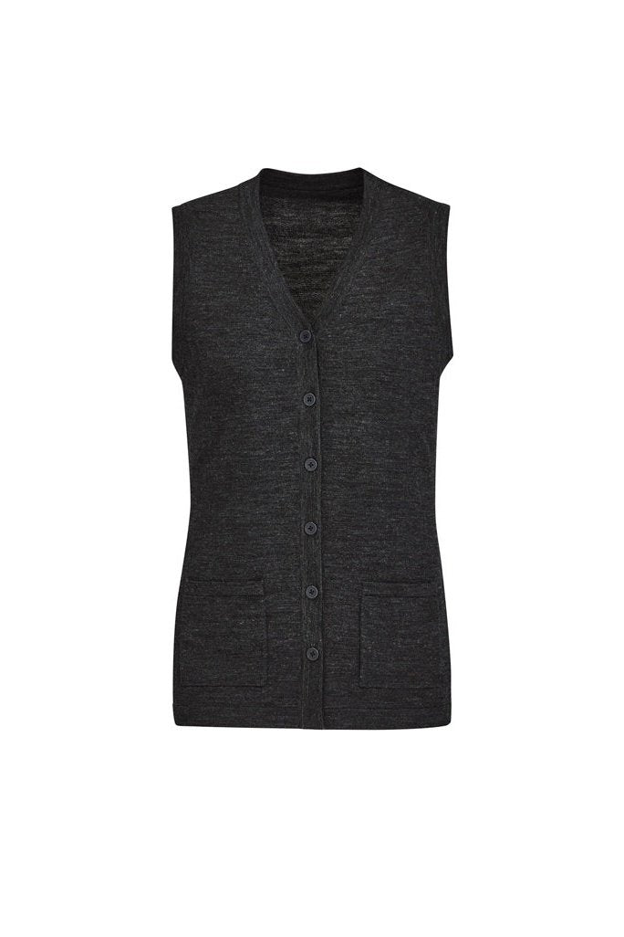 BizCare Womens Button Front Knit Vest - CK961LV | Biz Care | Fashion Biz Online