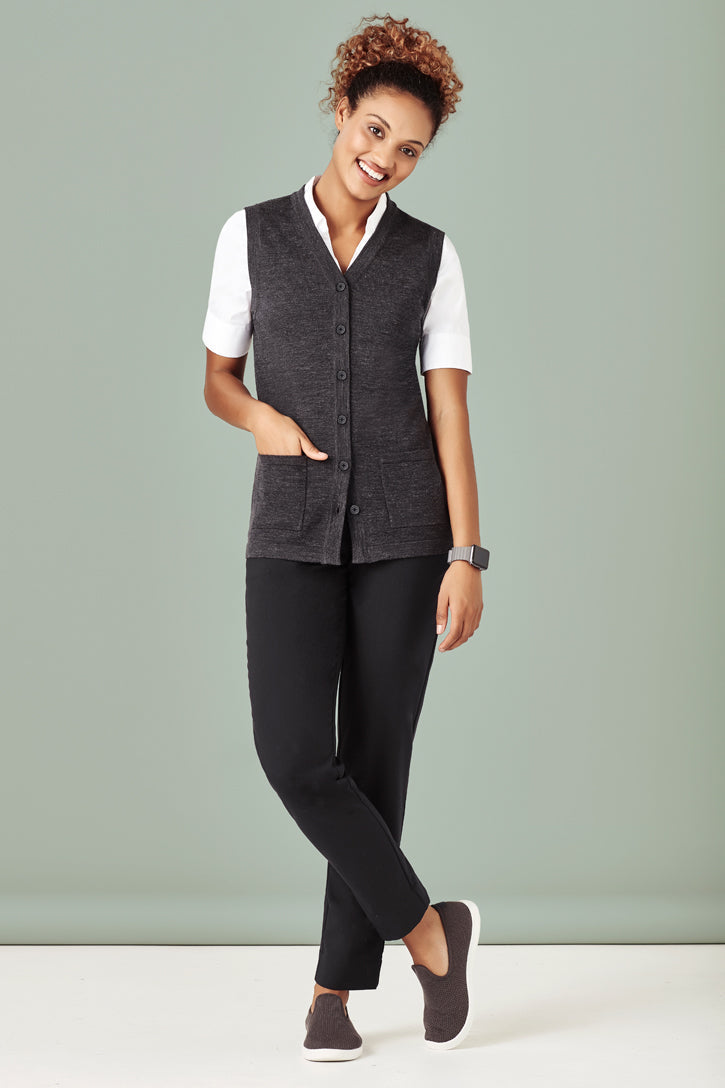 BizCare Womens Button Front Knit Vest - CK961LV | Biz Care | Fashion Biz Online
