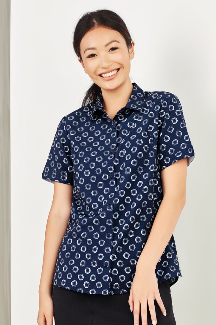BizCare Womens Florence Daisy Print Short Sleeve Shirt - CS948LS | Biz Care | Fashion Biz Online