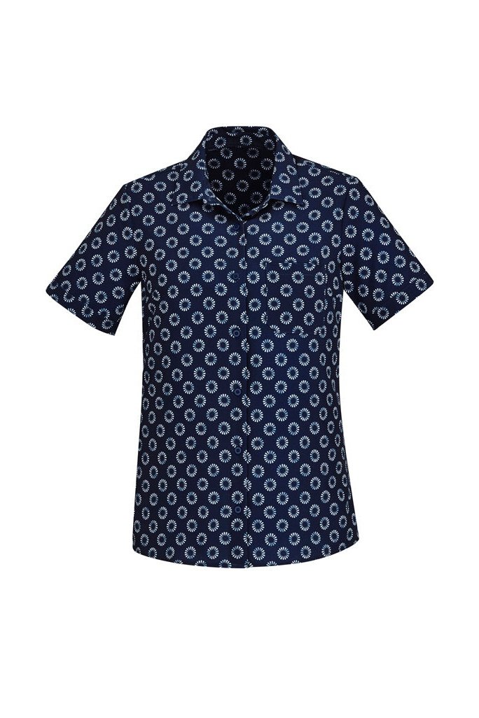 BizCare Womens Florence Daisy Print Short Sleeve Shirt - CS948LS | Biz Care | Fashion Biz Online