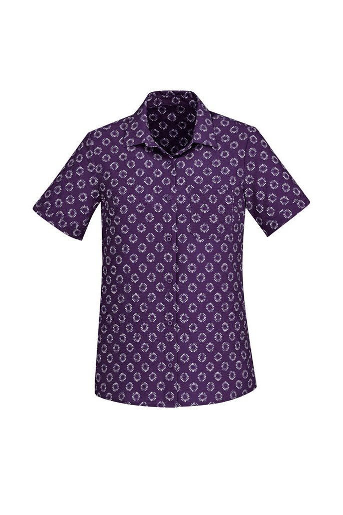 BizCare Womens Florence Daisy Print Short Sleeve Shirt - CS948LS | Biz Care | Fashion Biz Online