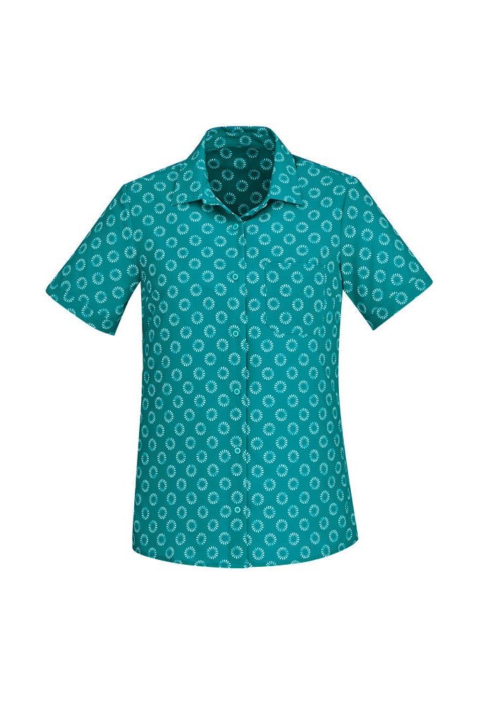 BizCare Womens Florence Daisy Print Short Sleeve Shirt - CS948LS | Biz Care | Fashion Biz Online