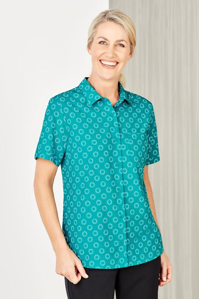 BizCare Womens Florence Daisy Print Short Sleeve Shirt - CS948LS | Biz Care | Fashion Biz Online