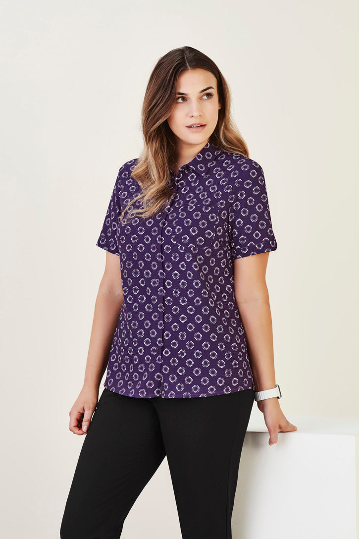 BizCare Womens Florence Daisy Print Short Sleeve Shirt - CS948LS | Biz Care | Fashion Biz Online
