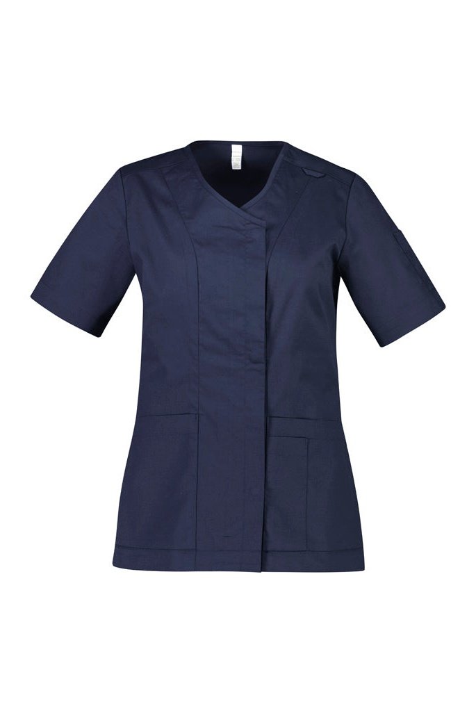 BizCare Womens Parks Zip Front Crossover Scrub Top - CST240LS | Biz Care | Fashion Biz Online