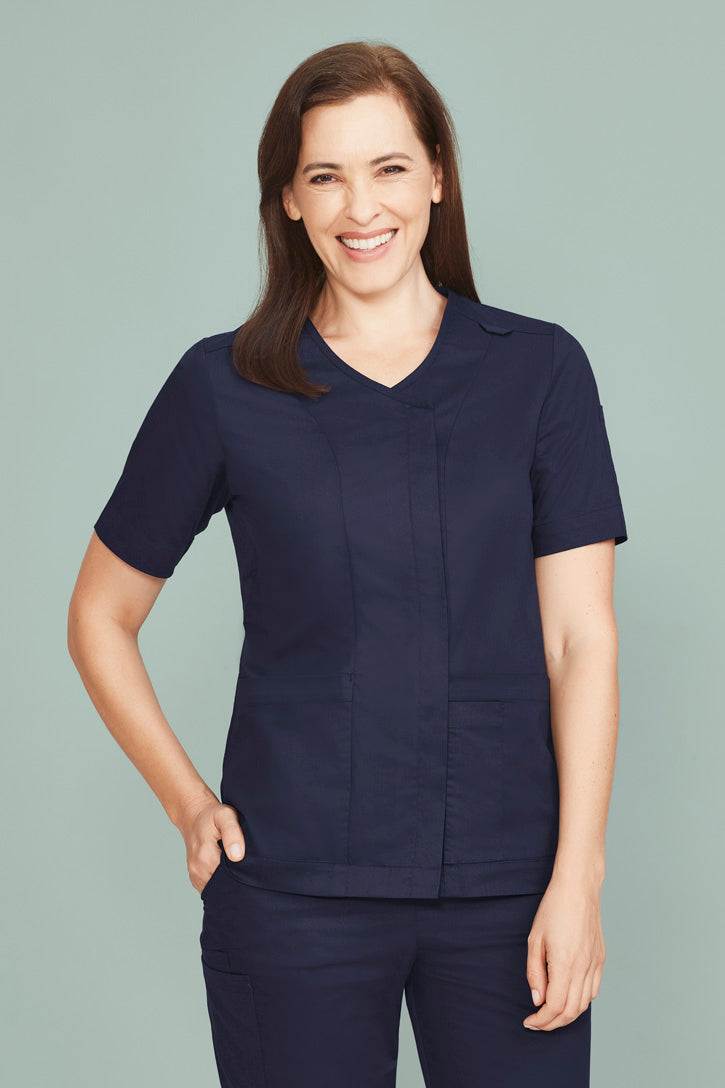 BizCare Womens Parks Zip Front Crossover Scrub Top - CST240LS | Biz Care | Fashion Biz Online
