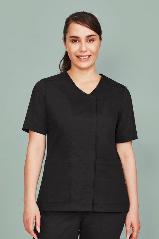 BizCare Womens Parks Zip Front Crossover Scrub Top - CST240LS | Biz Care | Fashion Biz Online