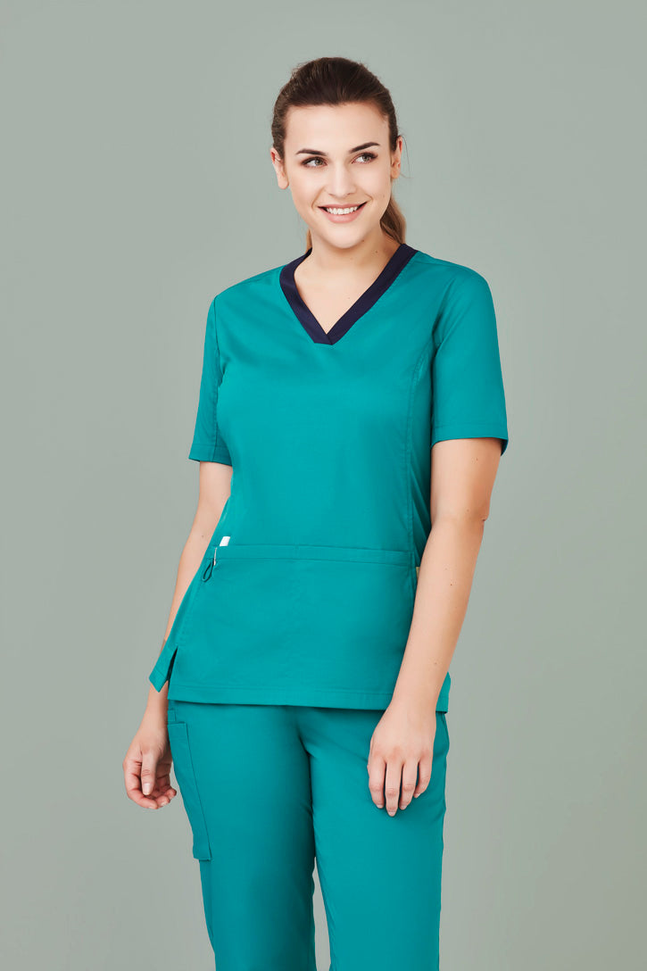 BizCare Womens Riley V-Neck Scrub Top - CST043LS | Biz Care | Fashion Biz Online