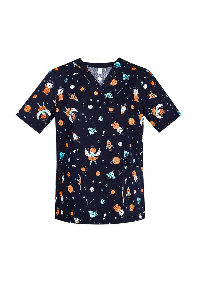 BizCare Womens Space Party Scrub Top - CST148LS | Biz Care | Fashion Biz Online