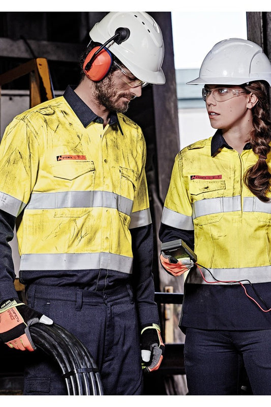 Syzmik Mens Flame Resistant FR Hooped Taped Spliced Shirt - ZW132 | Syzmik | Fashion Biz Online