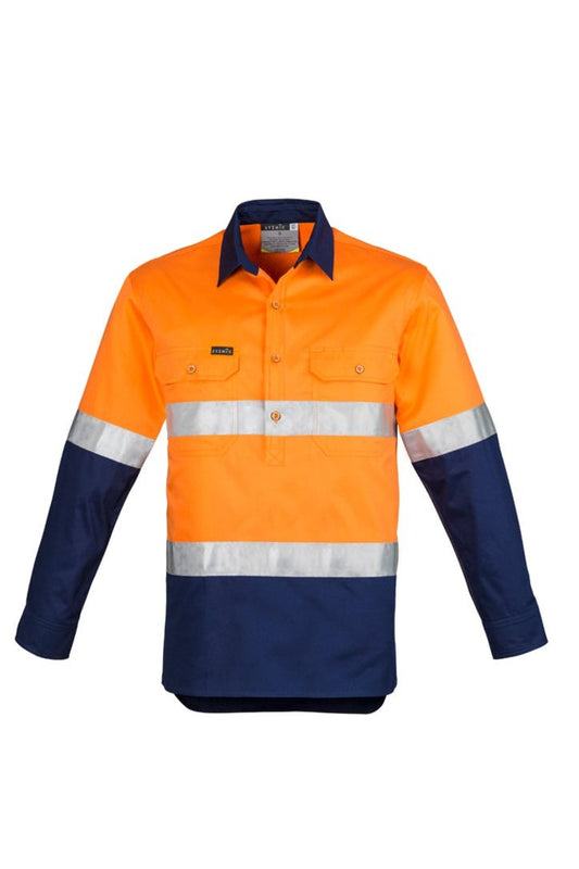 Syzmik Mens Hi Vis Closed Front L/S Shirt - Hoop Taped ZW550 | Syzmik | Fashion Biz Online