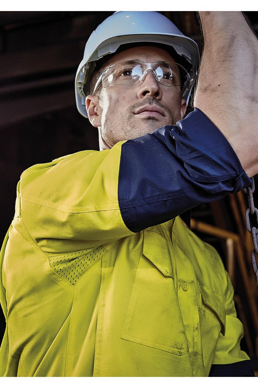 Syzmik Mens Hi Vis Closed Front L/S Shirt ZW560 | Syzmik | Fashion Biz Online