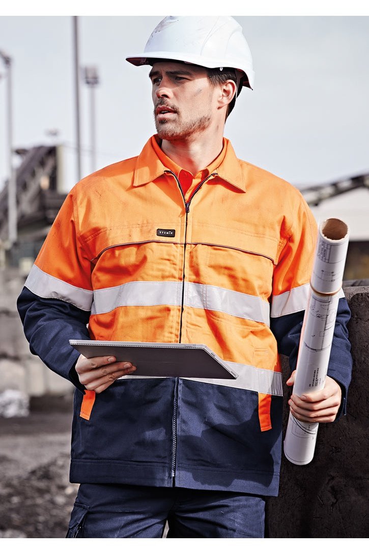 Syzmik Mens Hi Vis Cotton Drill Jacket ZJ590 | Syzmik | Fashion Biz Online