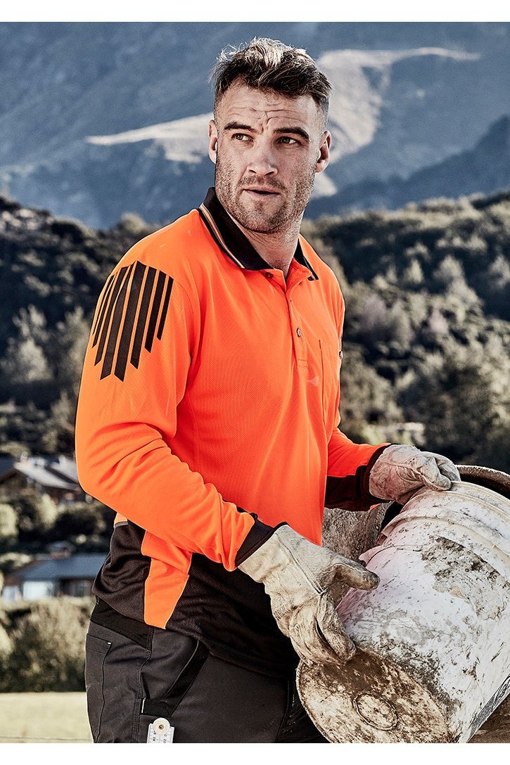 Syzmik Mens Hi Vis Flux L/S Polo - ZH310 | Syzmik | Fashion Biz Online