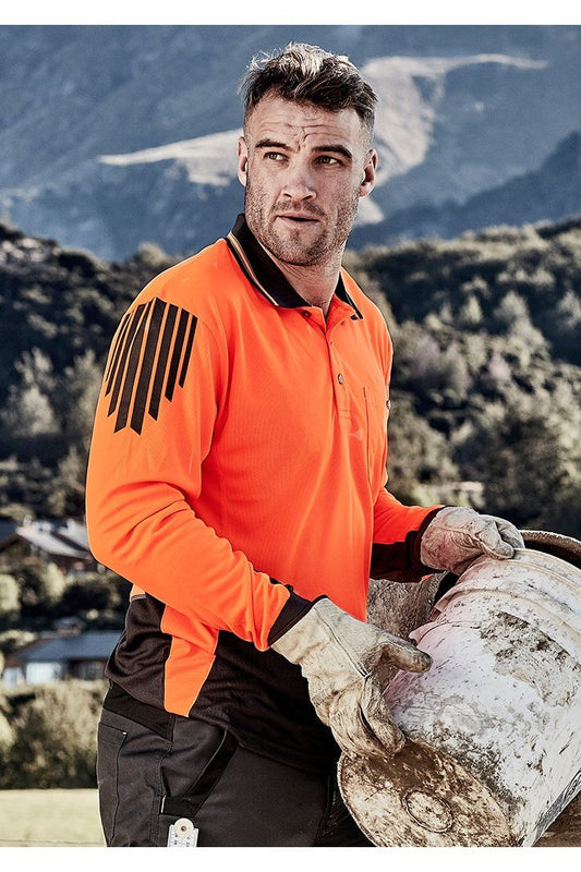 Syzmik Mens Hi Vis Flux L/S Polo - ZH310 | Syzmik | Fashion Biz Online