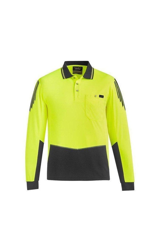 Syzmik Mens Hi Vis Flux L/S Polo - ZH310 | Syzmik | Fashion Biz Online