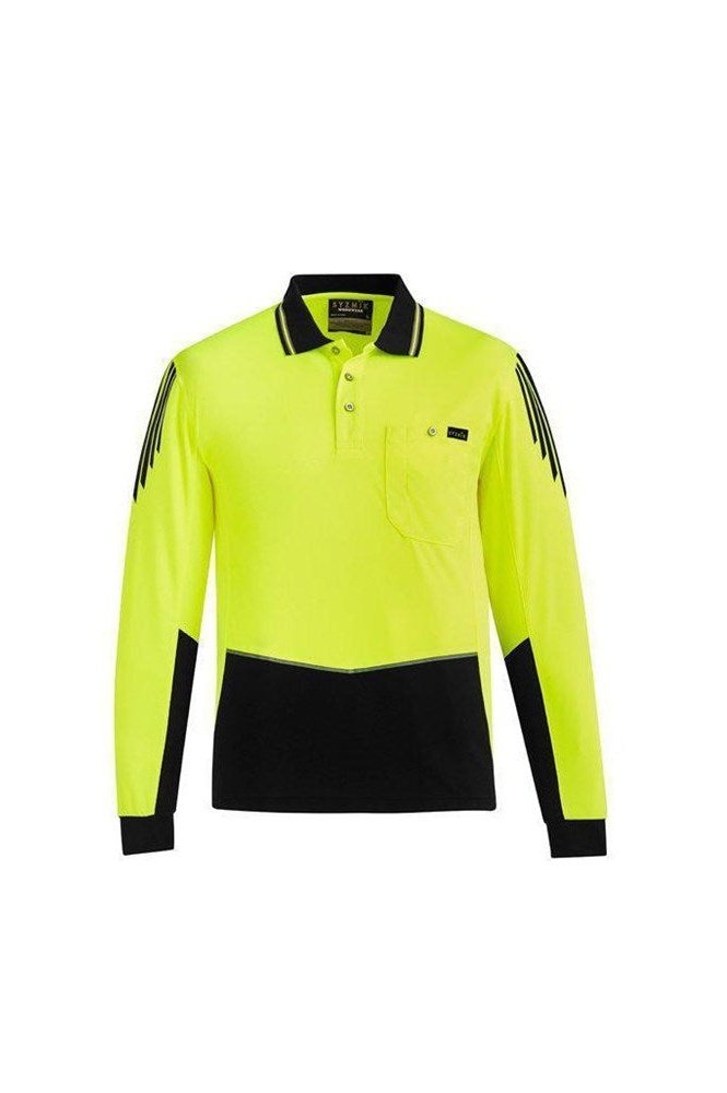 Syzmik Mens Hi Vis Flux L/S Polo - ZH310 | Syzmik | Fashion Biz Online