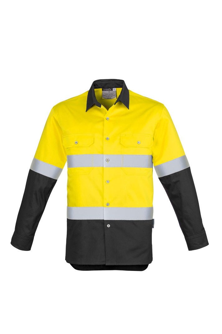 Syzmik Mens Hi Vis Spliced Industrial Shirt - Hoop Taped - ZW123 | Syzmik | Fashion Biz Online