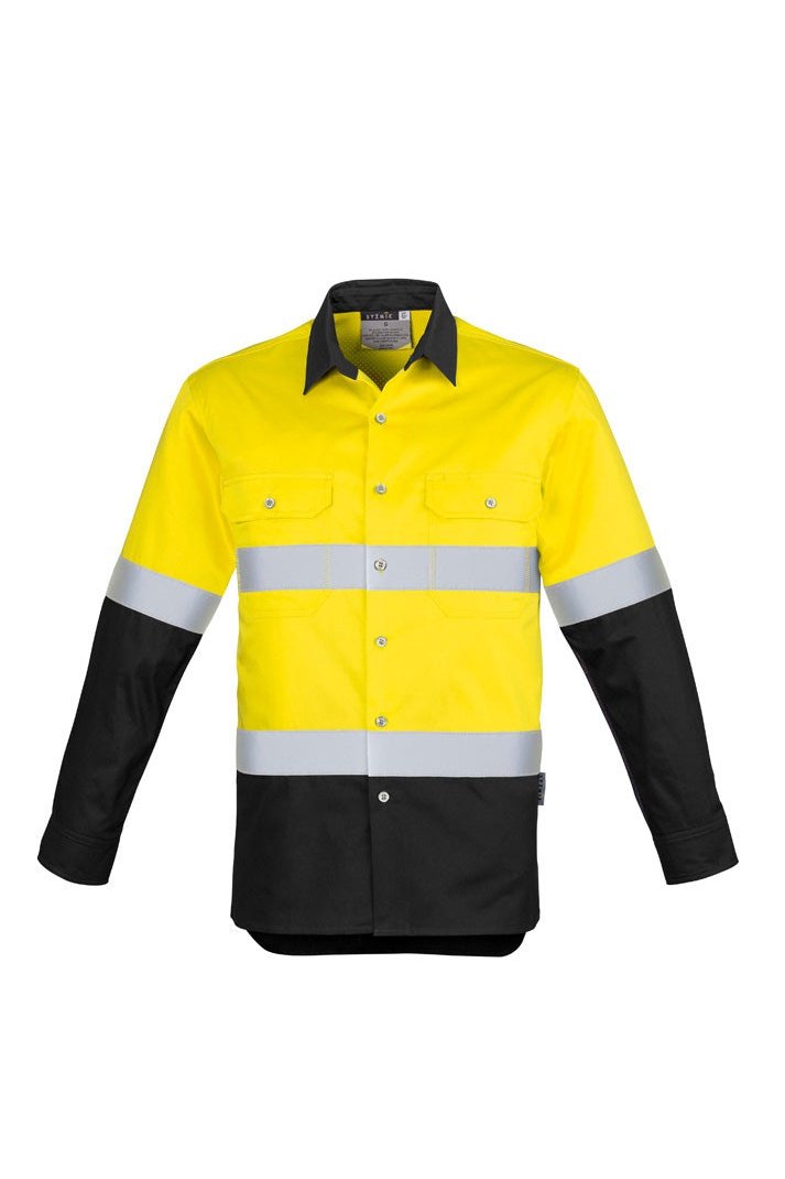 Syzmik Mens Hi Vis Spliced Industrial Shirt - Hoop Taped - ZW123 | Syzmik | Fashion Biz Online