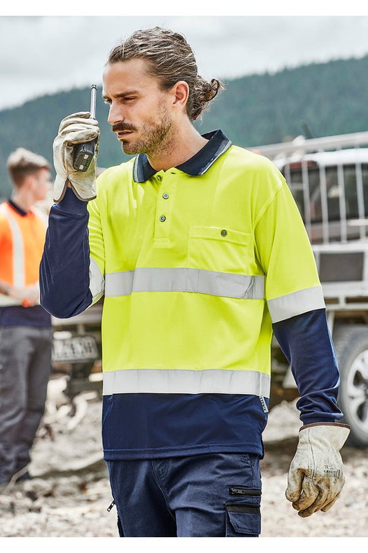 Syzmik Mens Hi Vis Spliced Polo - Long Sleeve Hoop Taped - ZH235 | Syzmik | Fashion Biz Online