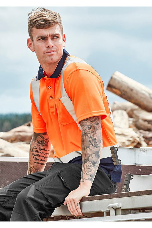 Syzmik Mens Hi Vis Spliced Polo - Short Sleeve Shoulder Taped - ZH233 | Syzmik | Fashion Biz Online