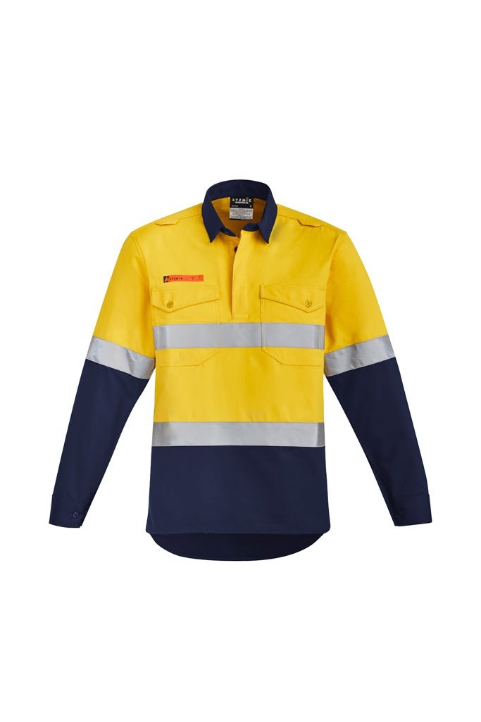 Syzmik Mens Orange Flame Resistant FR HRC 2 Hoop Taped Closed Front Spliced Shirt - ZW143 | Syzmik | Fashion Biz Online