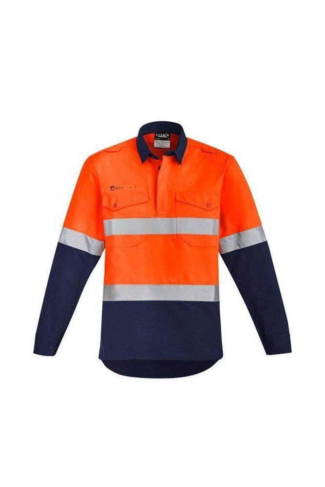 Syzmik Mens Orange Flame Resistant FR HRC 2 Hoop Taped Closed Front Spliced Shirt - ZW143 | Syzmik | Fashion Biz Online
