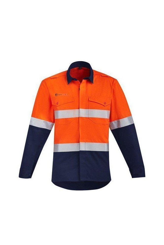 Syzmik Mens Orange Flame Resistant FR HRC 2 Hoop Taped Open Front Spliced Shirt - ZW140 | Syzmik | Fashion Biz Online