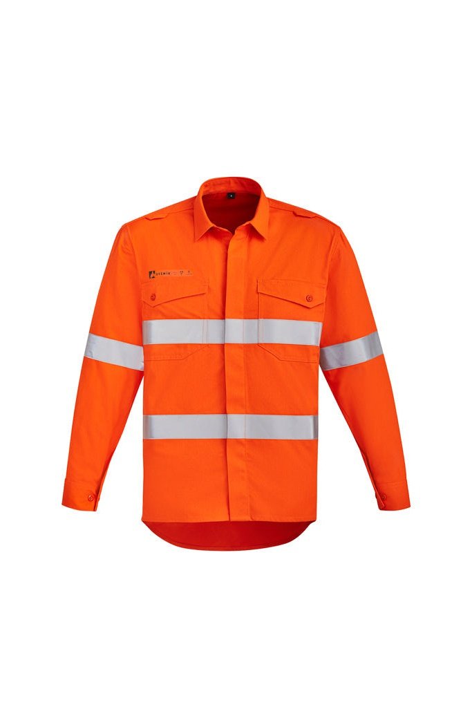 Syzmik Mens Orange Flame Resistant FR HRC 2 Hoop Taped Open Front Spliced Shirt - ZW145 | Syzmik | Fashion Biz Online