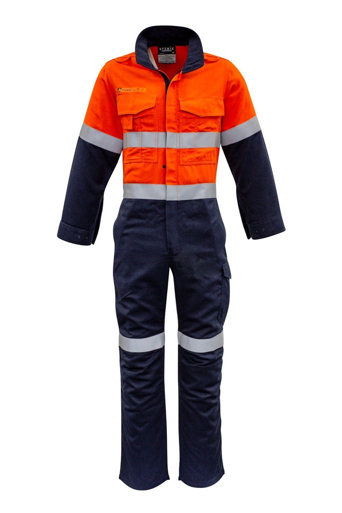 Syzmik Mens Orange Flame Resistant FR HRC 2 Hoop Taped Spliced Overall - ZC525 | Syzmik | Fashion Biz Online