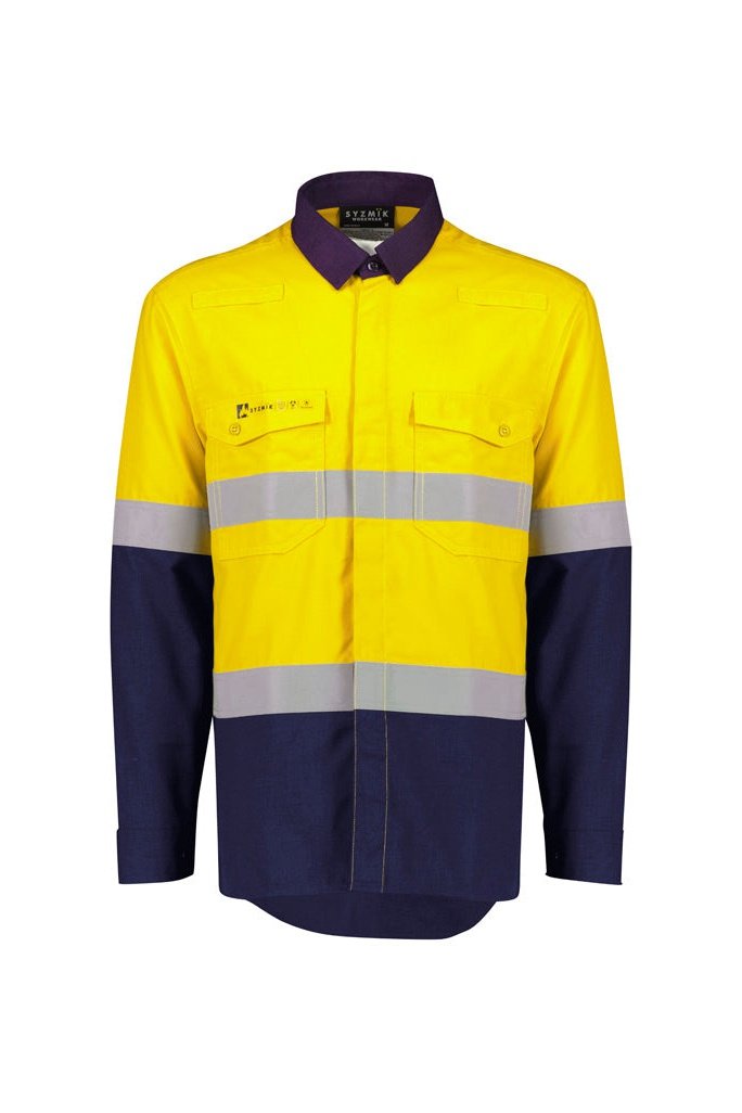 Syzmik Mens Orange Flame Resistant FR Lightweight Ripstop Spliced Shirt - ZW180 | Syzmik | Fashion Biz Online