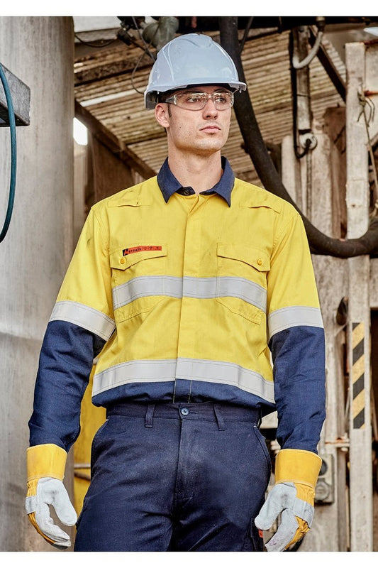 Syzmik Mens Orange Flame Resistant FR Lightweight Ripstop Spliced Shirt - ZW180 | Syzmik | Fashion Biz Online