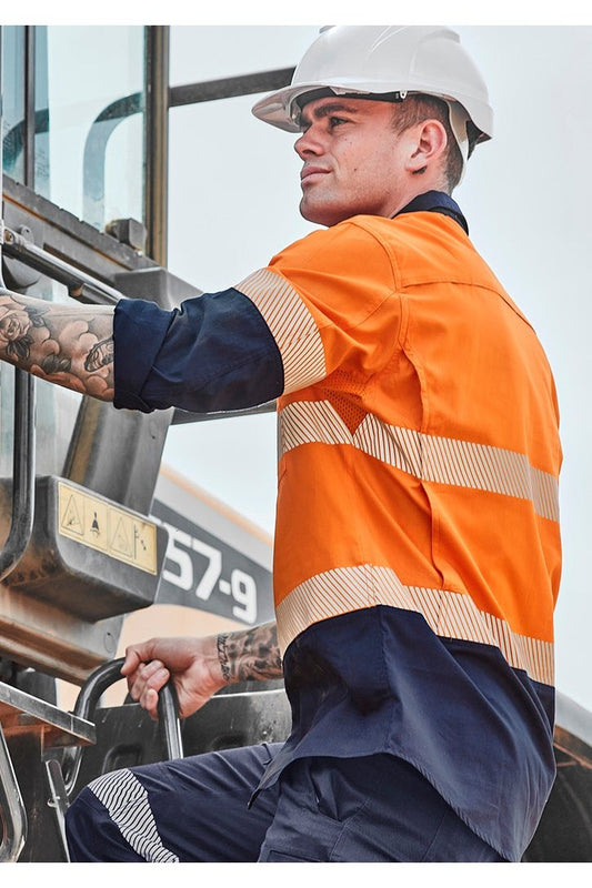 Syzmik Mens Rugged Cooling Hi Vis Segmented Tape L/S Shirt - ZW229 | Syzmik | Fashion Biz Online