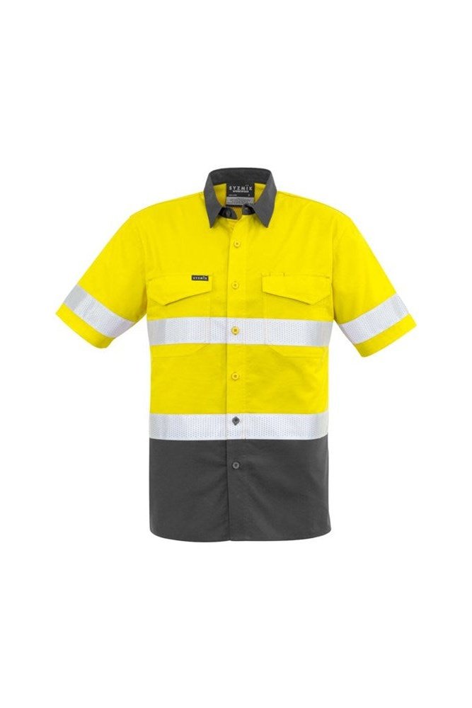 Syzmik Mens Rugged Cooling Taped Hi Vis Spliced Short Sleeve Shirt ZW835 | Syzmik | Fashion Biz Online