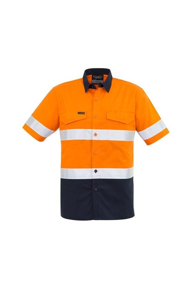 Syzmik Mens Rugged Cooling Taped Hi Vis Spliced Short Sleeve Shirt ZW835 | Syzmik | Fashion Biz Online