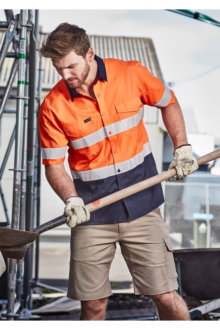 Syzmik Mens Rugged Cooling Taped Hi Vis Spliced Short Sleeve Shirt ZW835 | Syzmik | Fashion Biz Online