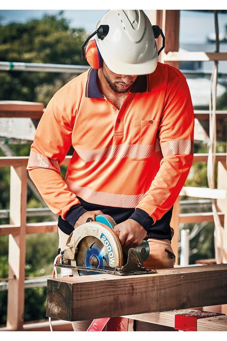 Syzmik Unisex Hi Vis Segmented L/S Polo - Hoop Taped - ZH530 | Syzmik | Fashion Biz Online