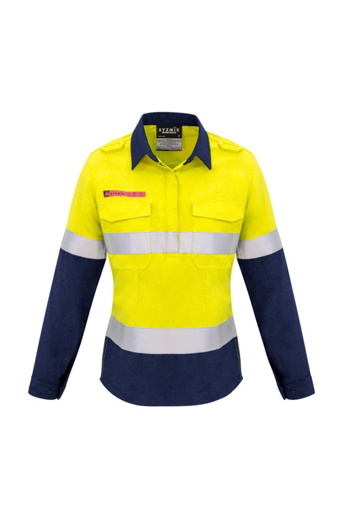 Syzmik Womens Fr Closed Front Hooped Taped Spliced Fire Resistant FR Shirt ZW131 | Syzmik | Fashion Biz Online