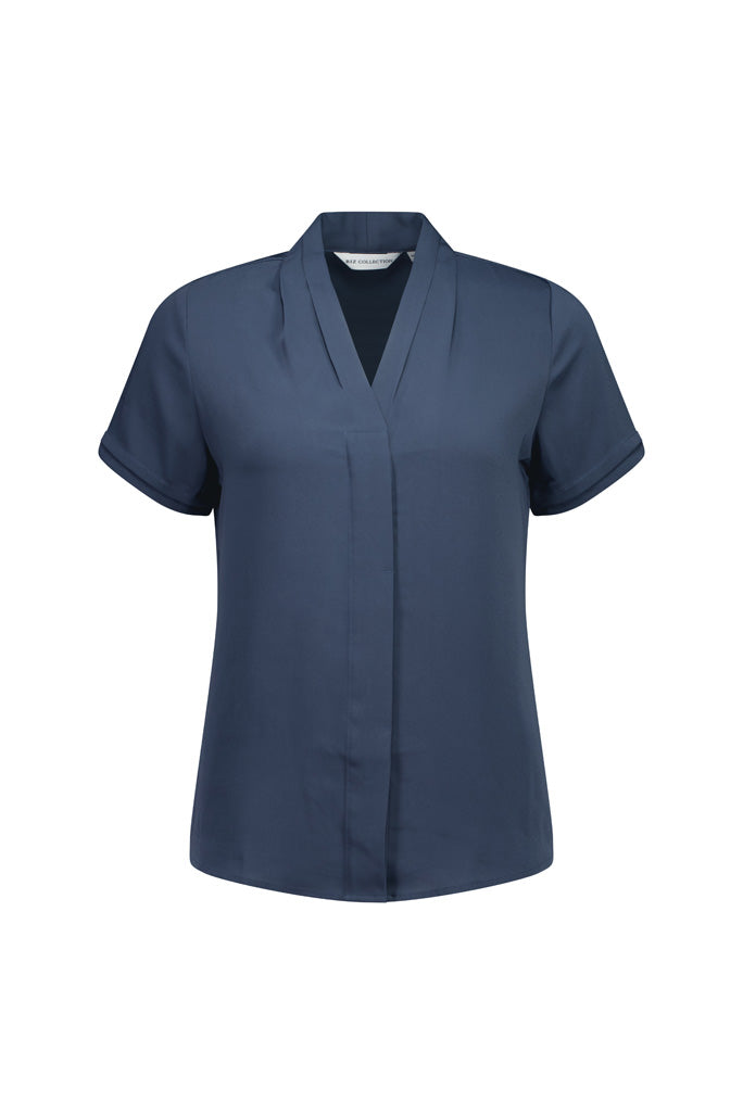 Biz Collection Madison Ladies Short Sleeve Blouse - S628LS - Storm Blue